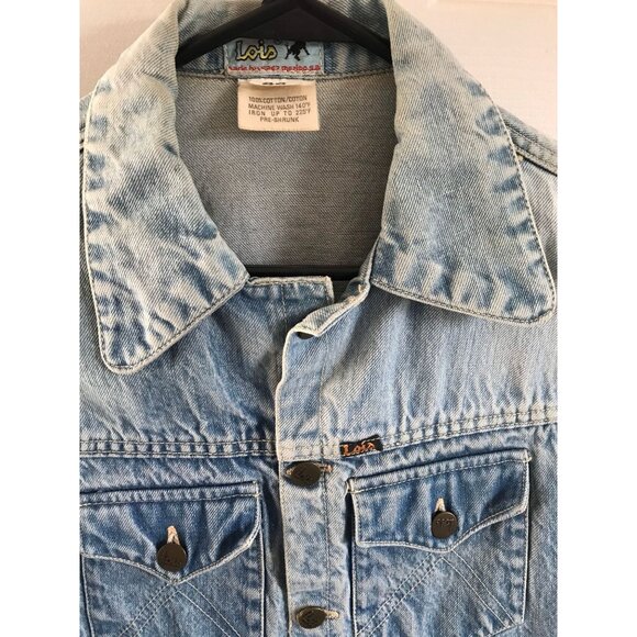 Vtg 1970's Lois Denim Jean Jacket Size S Made In Valencia Spain Bull Logo Size 4 - Picture 5 of 10